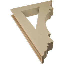 Ekena Millwork - BKTUR055X32X44MRC01RCPR - Timberthane Faux Wood Merced Style Bracket, Traditional Ends, 5 1/2"W x 32"D x 44"H, Primed Tan