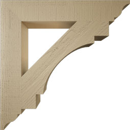 Ekena Millwork - BKTUR055X34X34MRC01RCPR - Timberthane Faux Wood Merced Style Bracket, Traditional Ends, 5 1/2"W x 34"D x 34"H, Primed Tan