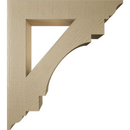 Ekena Millwork - BKTUR055X34X38MRC01RCPR - Timberthane Faux Wood Merced Style Bracket, Traditional Ends, 5 1/2"W x 34"D x 38"H, Primed Tan