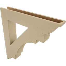 Ekena Millwork - BKTUR055X34X38MRC01RCPR - Timberthane Faux Wood Merced Style Bracket, Traditional Ends, 5 1/2"W x 34"D x 38"H, Primed Tan