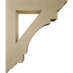 Ekena Millwork - BKTUR055X34X40MRC01RCPR - Timberthane Faux Wood Merced Style Bracket, Traditional Ends, 5 1/2"W x 34"D x 40"H, Primed Tan