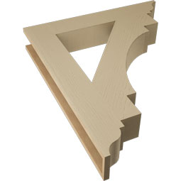 Ekena Millwork - BKTUR055X34X40MRC01RCPR - Timberthane Faux Wood Merced Style Bracket, Traditional Ends, 5 1/2"W x 34"D x 40"H, Primed Tan
