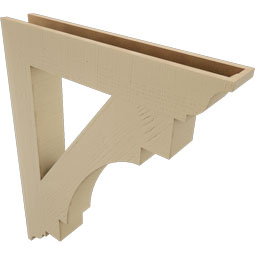 Ekena Millwork - BKTUR055X34X42MRC01RCPR - Timberthane Faux Wood Merced Style Bracket, Traditional Ends, 5 1/2"W x 34"D x 42"H, Primed Tan