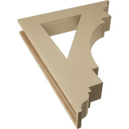 Ekena Millwork - BKTUR055X34X42MRC01RCPR - Timberthane Faux Wood Merced Style Bracket, Traditional Ends, 5 1/2"W x 34"D x 42"H, Primed Tan