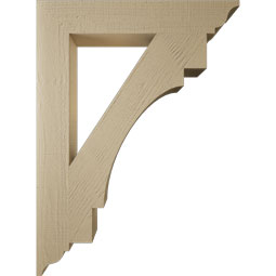 Ekena Millwork - BKTUR055X34X46MRC01RCPR - Timberthane Faux Wood Merced Style Bracket, Traditional Ends, 5 1/2"W x 34"D x 46"H, Primed Tan