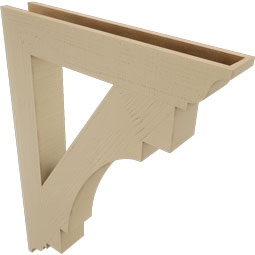 Ekena Millwork - BKTUR055X34X46MRC01RCPR - Timberthane Faux Wood Merced Style Bracket, Traditional Ends, 5 1/2"W x 34"D x 46"H, Primed Tan