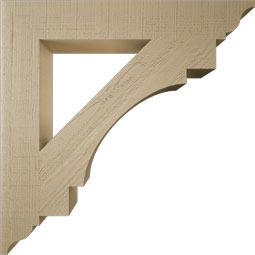 Ekena Millwork - BKTUR055X36X36MRC01RCPR - Timberthane Faux Wood Merced Style Bracket, Traditional Ends, 5 1/2"W x 36"D x 36"H, Primed Tan