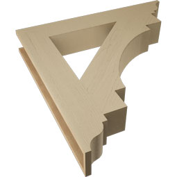 Ekena Millwork - BKTUR055X36X36MRC01RCPR - Timberthane Faux Wood Merced Style Bracket, Traditional Ends, 5 1/2"W x 36"D x 36"H, Primed Tan