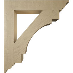Ekena Millwork - BKTUR055X36X40MRC01RCPR - Timberthane Faux Wood Merced Style Bracket, Traditional Ends, 5 1/2"W x 36"D x 40"H, Primed Tan