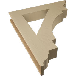 Ekena Millwork - BKTUR055X36X40MRC01RCPR - Timberthane Faux Wood Merced Style Bracket, Traditional Ends, 5 1/2"W x 36"D x 40"H, Primed Tan
