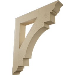 Ekena Millwork - BKTUR055X36X40MRC01RCPR - Timberthane Faux Wood Merced Style Bracket, Traditional Ends, 5 1/2"W x 36"D x 40"H, Primed Tan