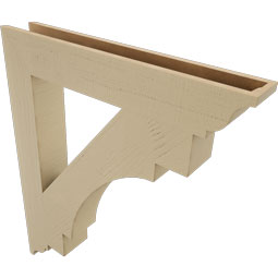 Ekena Millwork - BKTUR055X36X42MRC01RCPR - Timberthane Faux Wood Merced Style Bracket, Traditional Ends, 5 1/2"W x 36"D x 42"H, Primed Tan