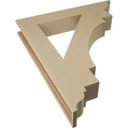 Ekena Millwork - BKTUR055X36X42MRC01RCPR - Timberthane Faux Wood Merced Style Bracket, Traditional Ends, 5 1/2"W x 36"D x 42"H, Primed Tan