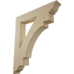 Ekena Millwork - BKTUR055X36X42MRC01RCPR - Timberthane Faux Wood Merced Style Bracket, Traditional Ends, 5 1/2"W x 36"D x 42"H, Primed Tan