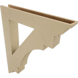 Ekena Millwork - BKTUR055X36X44MRC01RCPR - Timberthane Faux Wood Merced Style Bracket, Traditional Ends, 5 1/2"W x 36"D x 44"H, Primed Tan