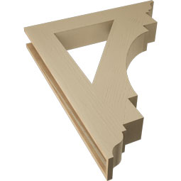 Ekena Millwork - BKTUR055X36X44MRC01RCPR - Timberthane Faux Wood Merced Style Bracket, Traditional Ends, 5 1/2"W x 36"D x 44"H, Primed Tan