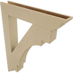 Ekena Millwork - BKTUR055X36X48MRC01RCPR - Timberthane Faux Wood Merced Style Bracket, Traditional Ends, 5 1/2"W x 36"D x 48"H, Primed Tan