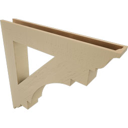 Ekena Millwork - BKTUR055X38X38MRC01RCPR - Timberthane Faux Wood Merced Style Bracket, Traditional Ends, 5 1/2"W x 38"D x 38"H, Primed Tan