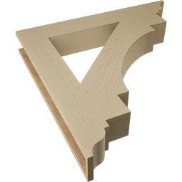 Ekena Millwork - BKTUR055X38X38MRC01RCPR - Timberthane Faux Wood Merced Style Bracket, Traditional Ends, 5 1/2"W x 38"D x 38"H, Primed Tan