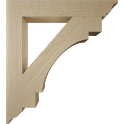 Ekena Millwork - BKTUR055X38X42MRC01RCPR - Timberthane Faux Wood Merced Style Bracket, Traditional Ends, 5 1/2"W x 38"D x 42"H, Primed Tan