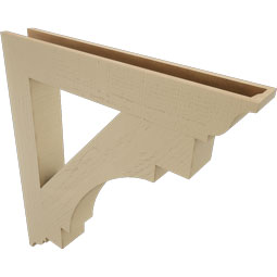 Ekena Millwork - BKTUR055X38X42MRC01RCPR - Timberthane Faux Wood Merced Style Bracket, Traditional Ends, 5 1/2"W x 38"D x 42"H, Primed Tan
