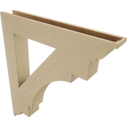 Ekena Millwork - BKTUR055X38X44MRC01RCPR - Timberthane Faux Wood Merced Style Bracket, Traditional Ends, 5 1/2"W x 38"D x 44"H, Primed Tan
