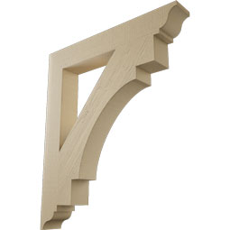 Ekena Millwork - BKTUR055X38X44MRC01RCPR - Timberthane Faux Wood Merced Style Bracket, Traditional Ends, 5 1/2"W x 38"D x 44"H, Primed Tan