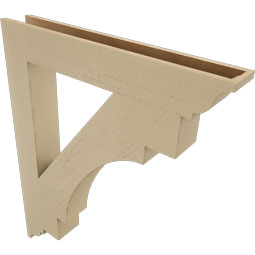 Ekena Millwork - BKTUR055X38X46MRC01RCPR - Timberthane Faux Wood Merced Style Bracket, Traditional Ends, 5 1/2"W x 38"D x 46"H, Primed Tan