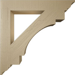 Ekena Millwork - BKTUR055X40X40MRC01RCPR - Timberthane Faux Wood Merced Style Bracket, Traditional Ends, 5 1/2"W x 40"D x 40"H, Primed Tan