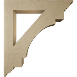 Ekena Millwork - BKTUR055X40X44MRC01RCPR - Timberthane Faux Wood Merced Style Bracket, Traditional Ends, 5 1/2"W x 40"D x 44"H, Primed Tan