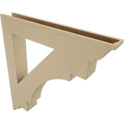Ekena Millwork - BKTUR055X40X44MRC01RCPR - Timberthane Faux Wood Merced Style Bracket, Traditional Ends, 5 1/2"W x 40"D x 44"H, Primed Tan