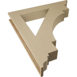 Ekena Millwork - BKTUR055X40X44MRC01RCPR - Timberthane Faux Wood Merced Style Bracket, Traditional Ends, 5 1/2"W x 40"D x 44"H, Primed Tan