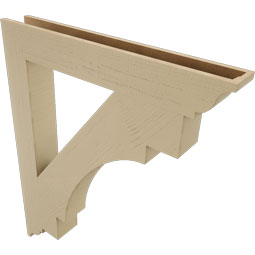Ekena Millwork - BKTUR055X40X48MRC01RCPR - Timberthane Faux Wood Merced Style Bracket, Traditional Ends, 5 1/2"W x 40"D x 48"H, Primed Tan