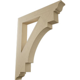 Ekena Millwork - BKTUR055X40X48MRC01RCPR - Timberthane Faux Wood Merced Style Bracket, Traditional Ends, 5 1/2"W x 40"D x 48"H, Primed Tan