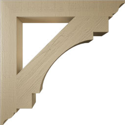Ekena Millwork - BKTUR055X42X42MRC01RCPR - Timberthane Faux Wood Merced Style Bracket, Traditional Ends, 5 1/2"W x 42"D x 42"H, Primed Tan