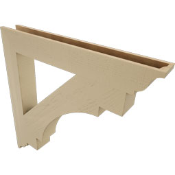 Ekena Millwork - BKTUR055X42X42MRC01RCPR - Timberthane Faux Wood Merced Style Bracket, Traditional Ends, 5 1/2"W x 42"D x 42"H, Primed Tan