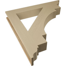 Ekena Millwork - BKTUR055X42X42MRC01RCPR - Timberthane Faux Wood Merced Style Bracket, Traditional Ends, 5 1/2"W x 42"D x 42"H, Primed Tan