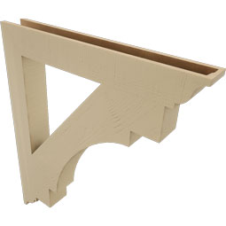 Ekena Millwork - BKTUR055X42X48MRC01RCPR - Timberthane Faux Wood Merced Style Bracket, Traditional Ends, 5 1/2"W x 42"D x 48"H, Primed Tan