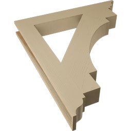 Ekena Millwork - BKTUR055X42X48MRC01RCPR - Timberthane Faux Wood Merced Style Bracket, Traditional Ends, 5 1/2"W x 42"D x 48"H, Primed Tan
