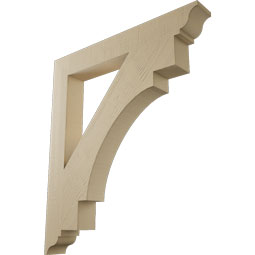 Ekena Millwork - BKTUR055X42X48MRC01RCPR - Timberthane Faux Wood Merced Style Bracket, Traditional Ends, 5 1/2"W x 42"D x 48"H, Primed Tan