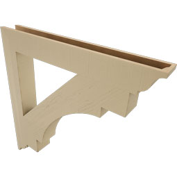 Ekena Millwork - BKTUR055X44X44MRC01RCPR - Timberthane Faux Wood Merced Style Bracket, Traditional Ends, 5 1/2"W x 44"D x 44"H, Primed Tan