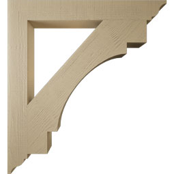 Ekena Millwork - BKTUR055X44X48MRC01RCPR - Timberthane Faux Wood Merced Style Bracket, Traditional Ends, 5 1/2"W x 44"D x 48"H, Primed Tan