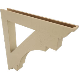 Ekena Millwork - BKTUR055X44X48MRC01RCPR - Timberthane Faux Wood Merced Style Bracket, Traditional Ends, 5 1/2"W x 44"D x 48"H, Primed Tan