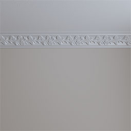 Ekena Millwork - MLD04X04X05RO - Endurathane Rose Crown Moulding, 3 7/8"H x 3 7/8"P x 5 1/2"F x 94 1/2"L, (1/2" Repeat), Factory Primed