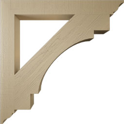 Ekena Millwork - BKTUR055X48X48MRC01RCPR - Timberthane Faux Wood Merced Style Bracket, Traditional Ends, 5 1/2"W x 48"D x 48"H, Primed Tan