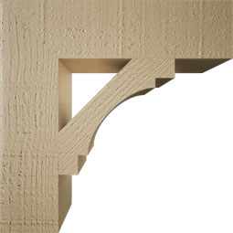 Ekena Millwork - BKTUR035X14X14MRC05RCPR - Timberthane Faux Wood Merced Style Bracket, Block Ends, 3 1/2"W x 14"D x 14"H, Primed Tan