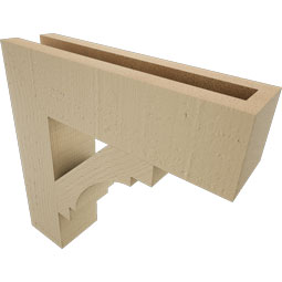 Ekena Millwork - BKTUR035X14X14MRC05RCPR - Timberthane Faux Wood Merced Style Bracket, Block Ends, 3 1/2"W x 14"D x 14"H, Primed Tan