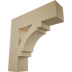 Ekena Millwork - BKTUR035X14X14MRC05RCPR - Timberthane Faux Wood Merced Style Bracket, Block Ends, 3 1/2"W x 14"D x 14"H, Primed Tan