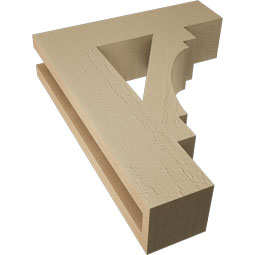 Ekena Millwork - BKTUR035X14X18MRC05RCPR - Timberthane Faux Wood Merced Style Bracket, Block Ends, 3 1/2"W x 14"D x 18"H, Primed Tan