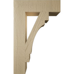 Ekena Millwork - BKTUR035X14X22MRC05RCPR - Timberthane Faux Wood Merced Style Bracket, Block Ends, 3 1/2"W x 14"D x 22"H, Primed Tan